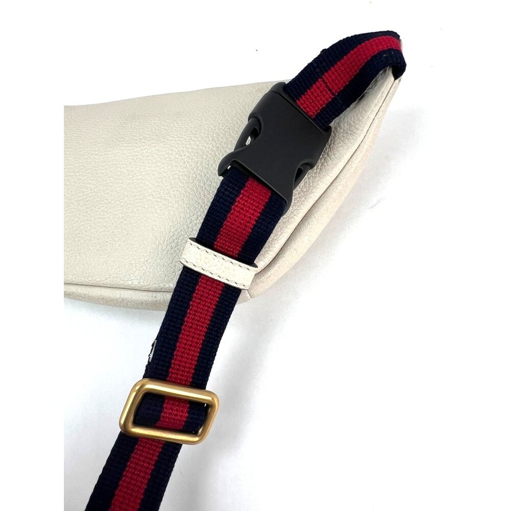 Gucci Logo White Leather Web Belt Sling Bag - Picture 8 of 12
